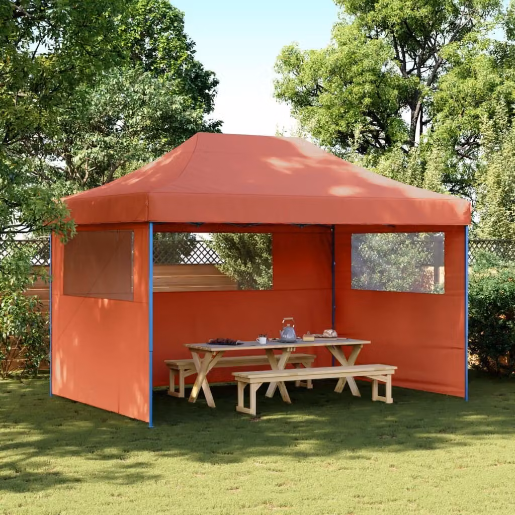 Maison Exclusive - Tenda da festa pieghevole pop-up con 3 pannelli laterali, color terracotta