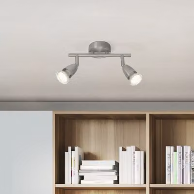 BRILLIANT Basic Faretto LED da soffitto AMALFI | Tubo faretto a 2 fiamme con teste orientabili | adatto per sorgente luminosa GU10 | metallo | larghezza 26 cm