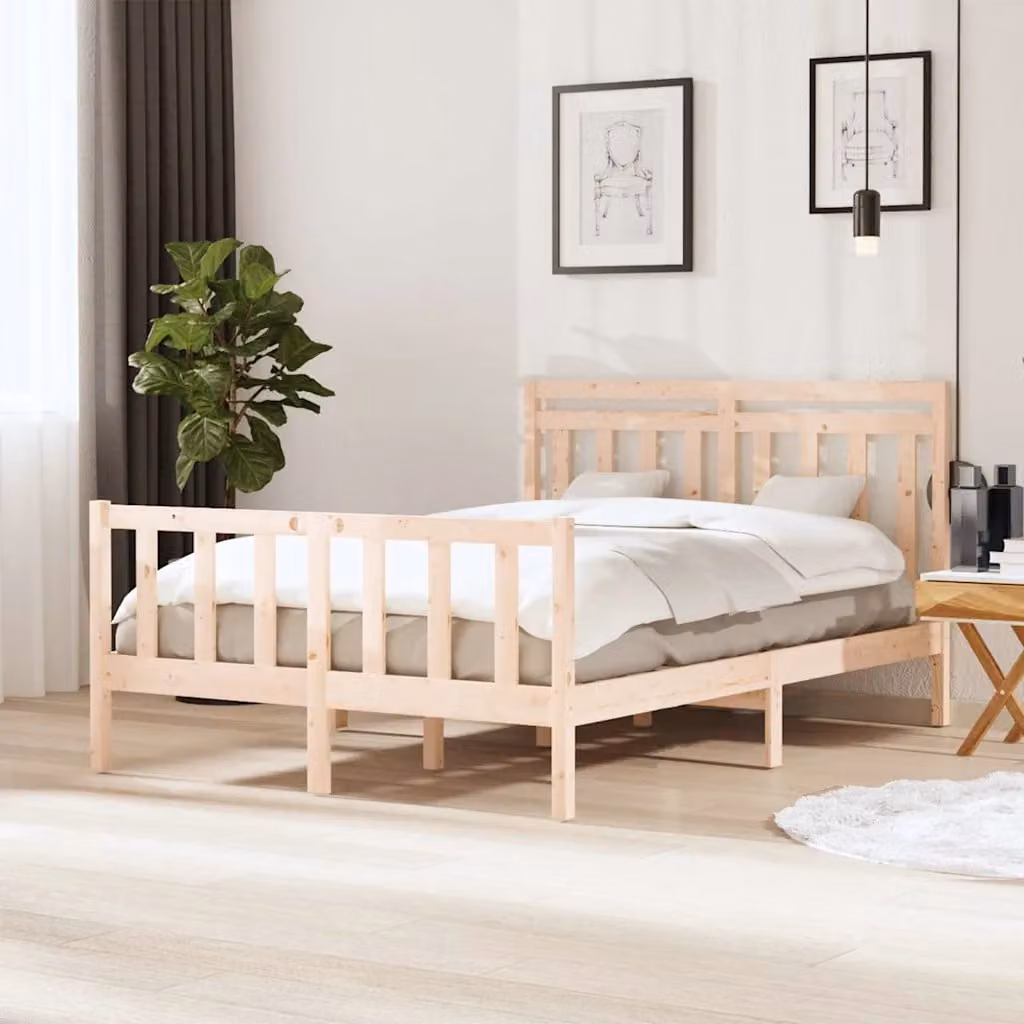 vidaXL Giroletto in Legno Massello di Pino per Adulti, L 140 x P 200 cm – 1