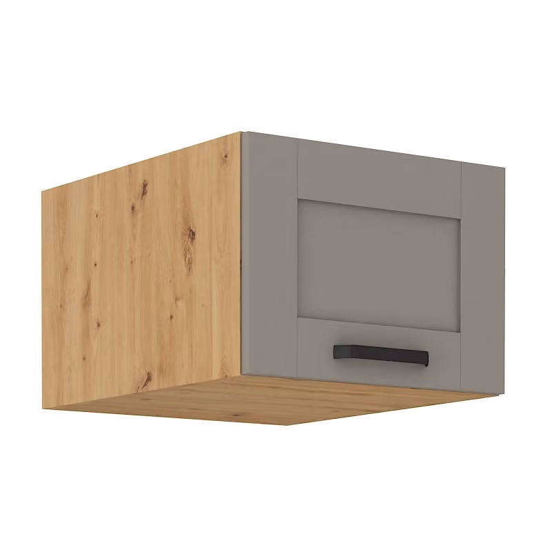 Pensile con ante battenti LAILI - larghezza 50 cm, grigio chiaro / rovere artigianale