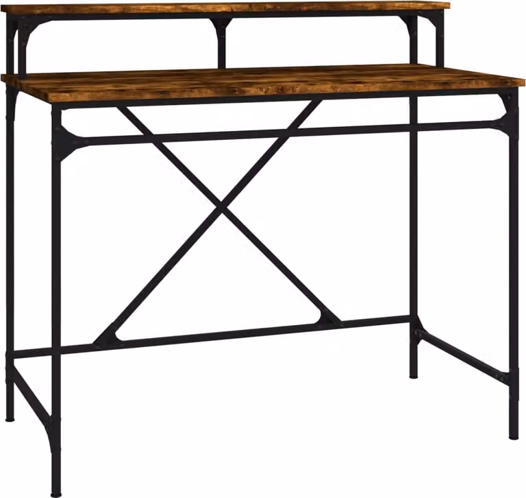 Scrivania Rovere Fumo 100x50x90 cm in Legno Multistrato e Ferro