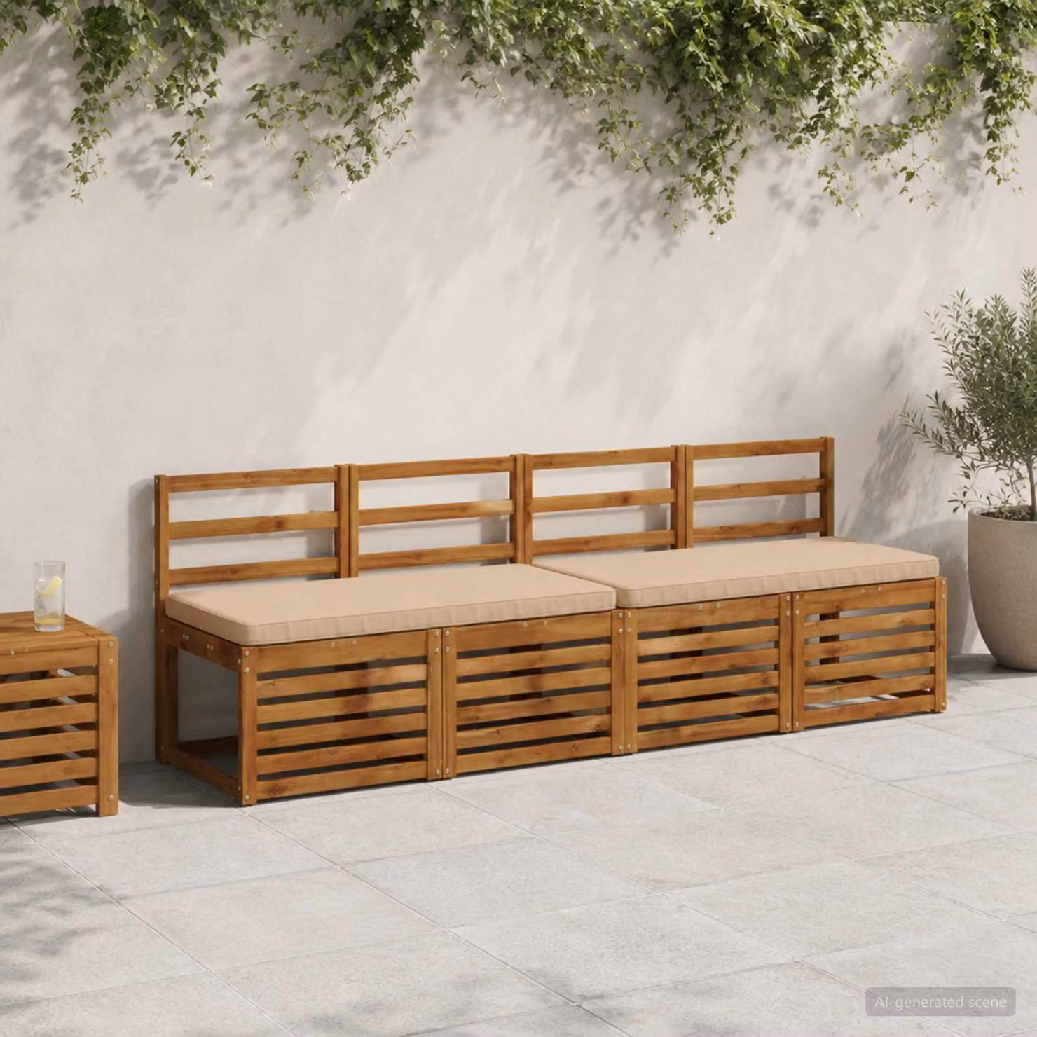 Cuscino per panchina vidaXL VUGHT in poliestere color sabbia con rivestimento rimovibile e lavabile