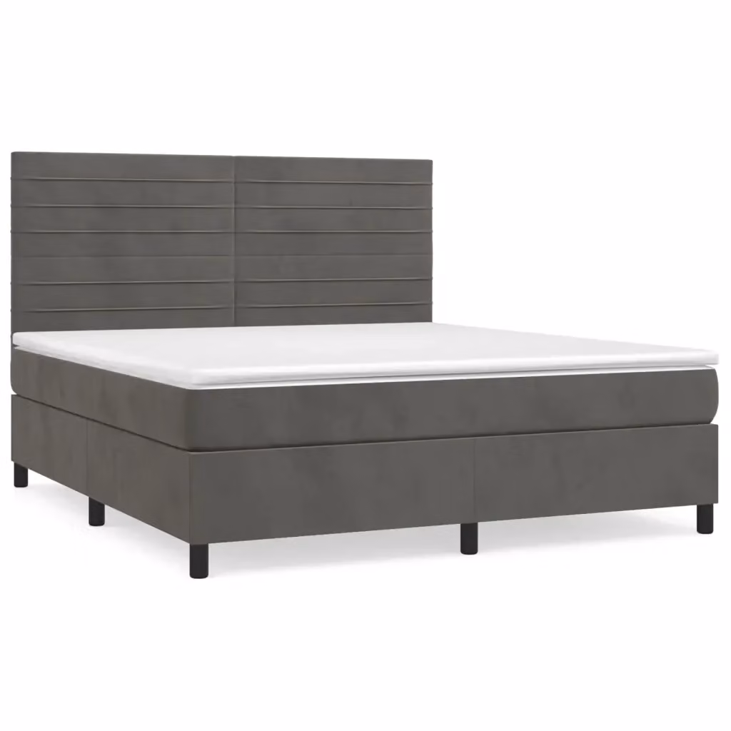 Letto Ibrido con Giroletto a Molle e Materasso vidaXL in Velluto Grigio e Bianco L/P: 180 x 200 cm – 2
