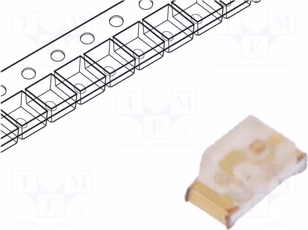 5 LED, 2,2÷2,5V, 1,6x0,8x0,75mm, 0603, 5÷15 mcd, verde, 150°, SMD, 20mA, KPT-1608SGC