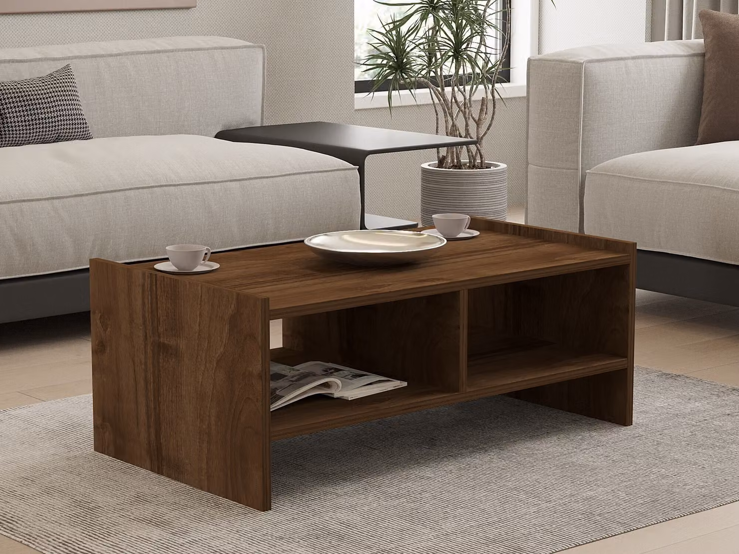 Skye Decor, Pera - Noce, tavolino, noce, 100% PANNELLI DI PARTICELLE RIVESTITI IN MELAMMINA, 90 x 50 x 35 cm