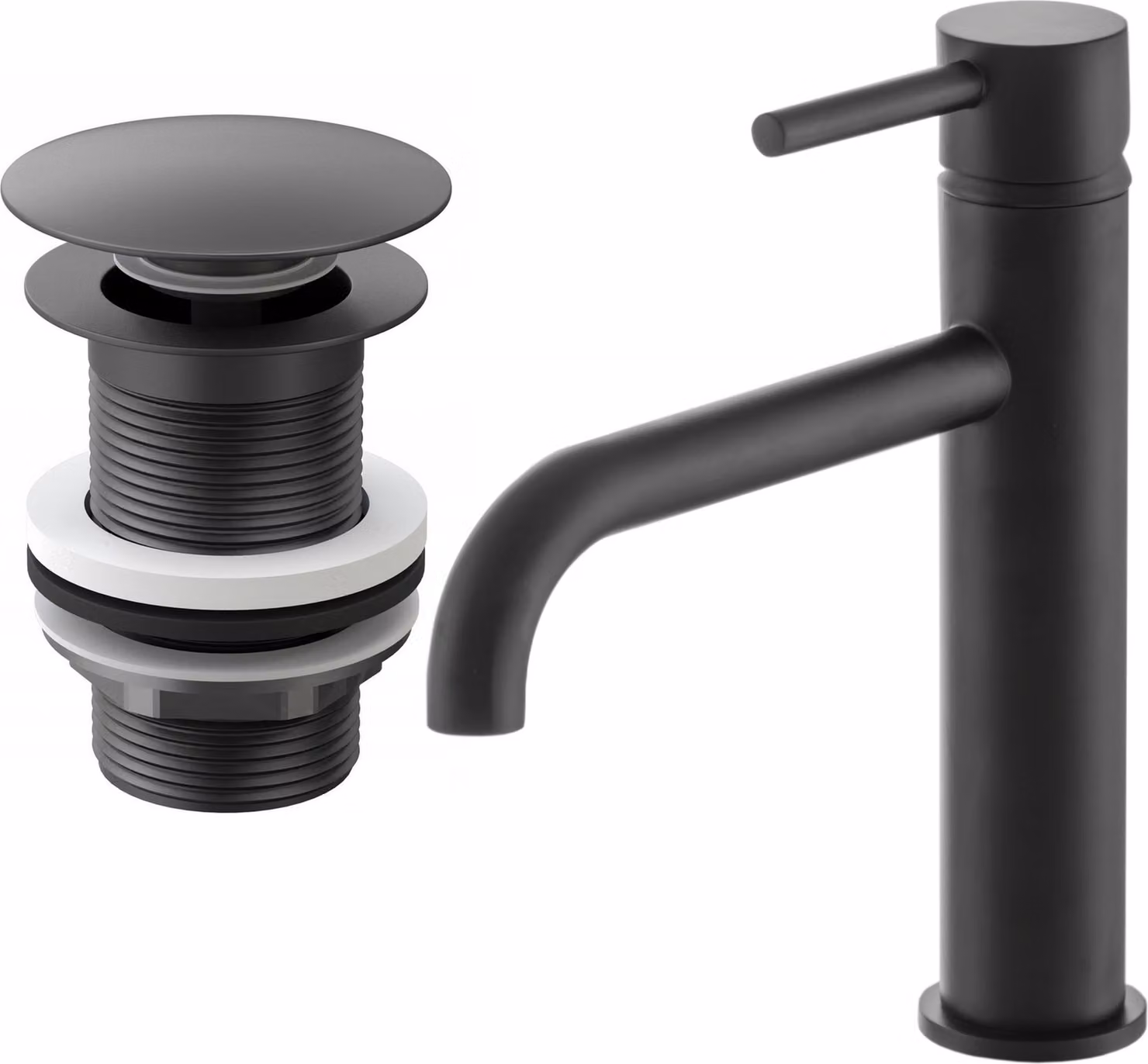 Granitan - Rubinetto per lavabo - Rubinetto da bagno - Modello alto - Cartuccia in Vetroceramica - Nero - KIVO