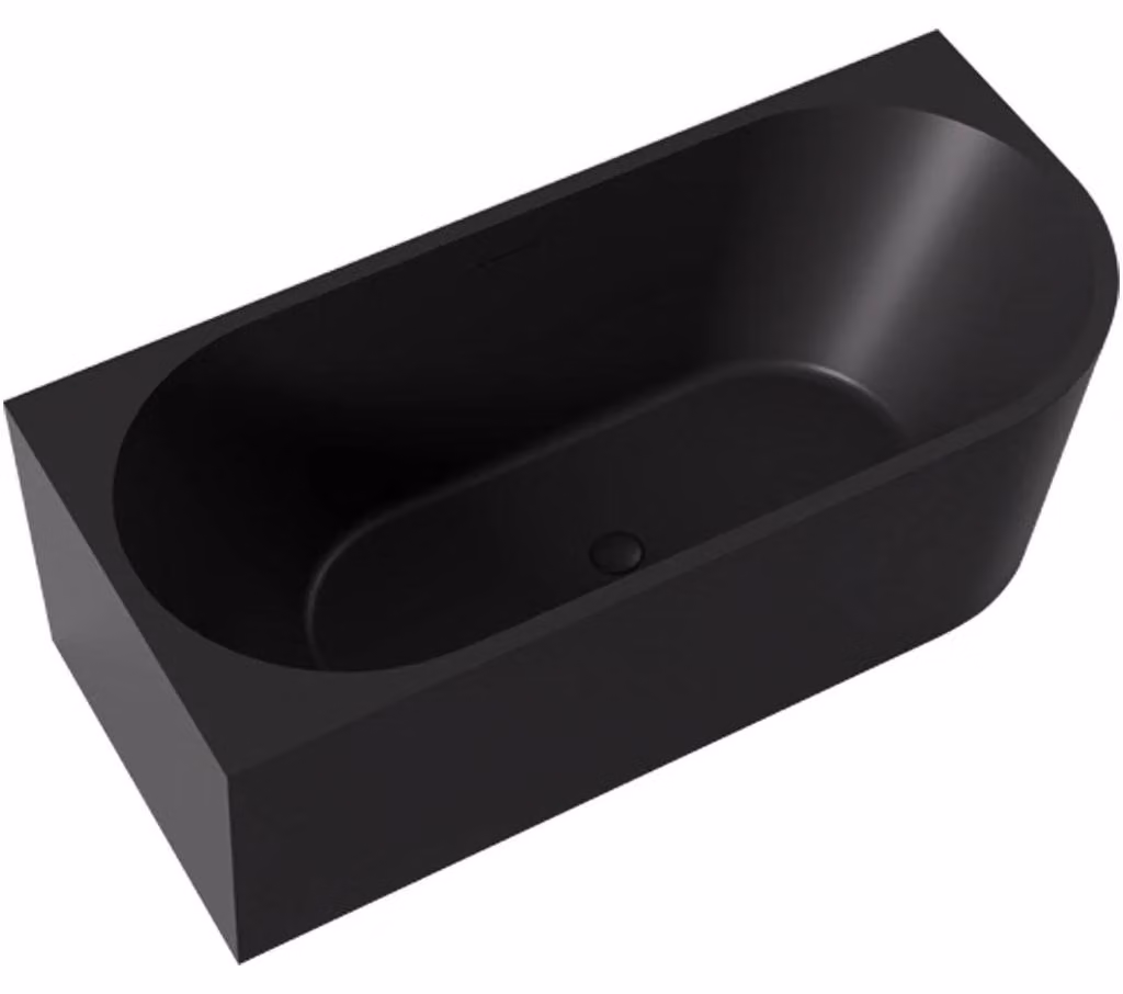 CERANO - Vasca da bagno freestanding in acrilico Bianco, versione sinistra - nero opaco - 150x74 cm