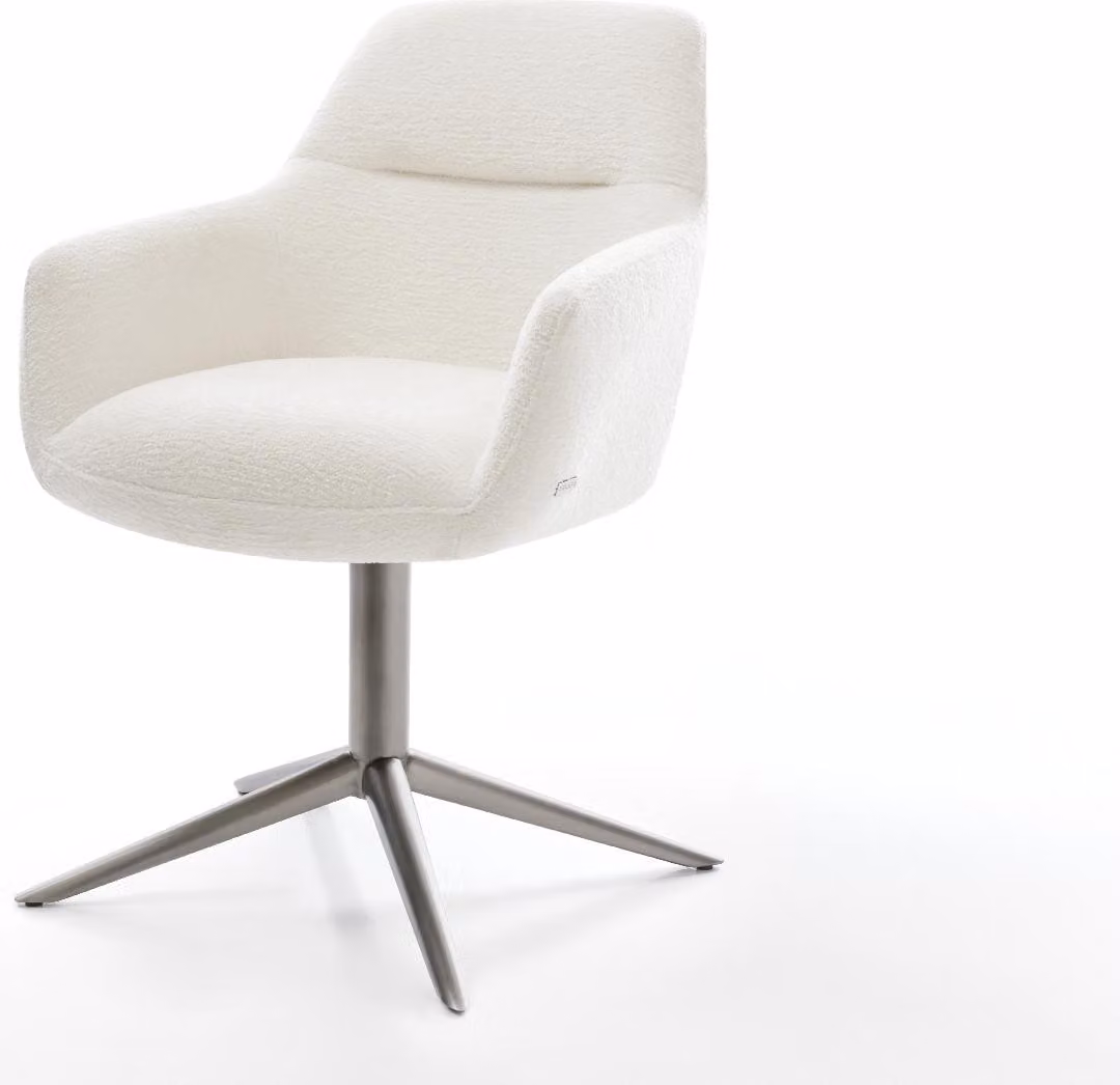 DELIFE sedia girevole Pejo-Flex Bouclé Soft Beige base grafite girevole a 360° funzione dondolo nucleo a molle insacchettate
