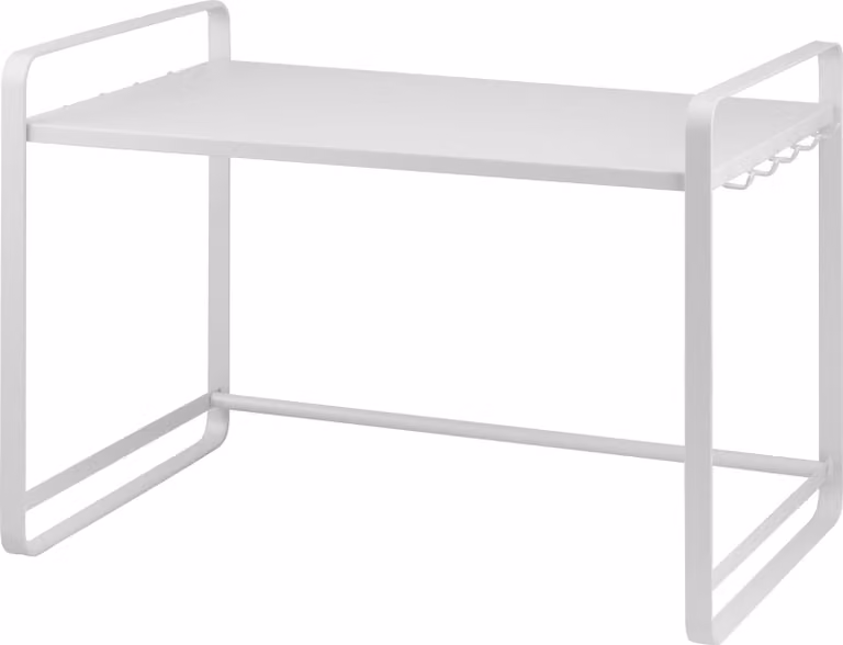 Ripiano per microonde bremermann, scaffale per panettiere con 2 barre portanti integrate, in metallo, colore bianco
