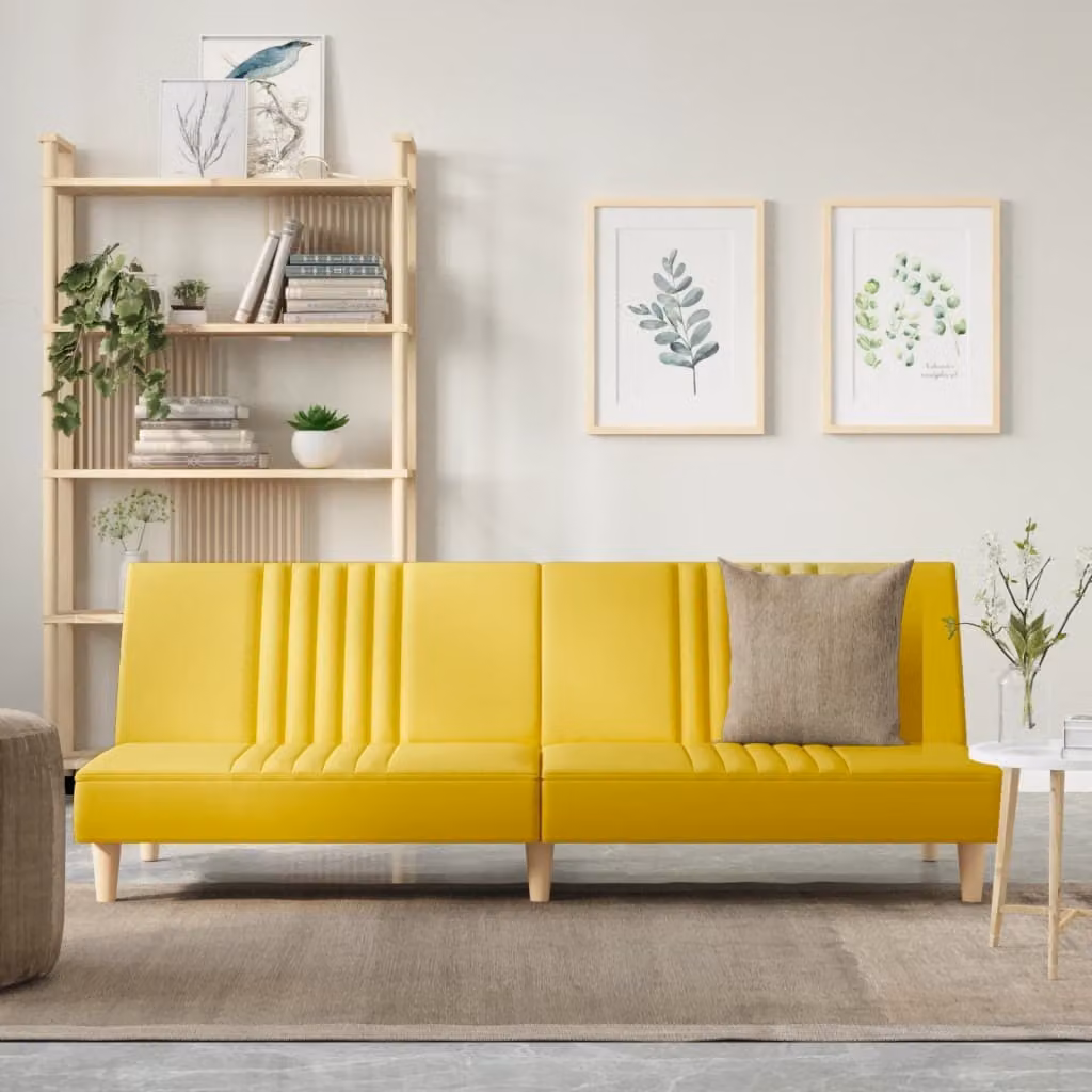 Maison Exclusive - Divano letto, colore giallo chiaro, rivestito in tessuto