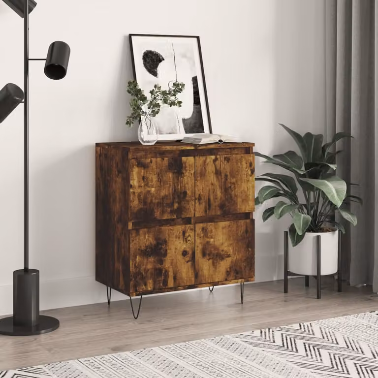 Credenza moderna vidaXL in legno multistrato color rovere fumo L: 60 cm, P: 35 cm, H: 70 cm