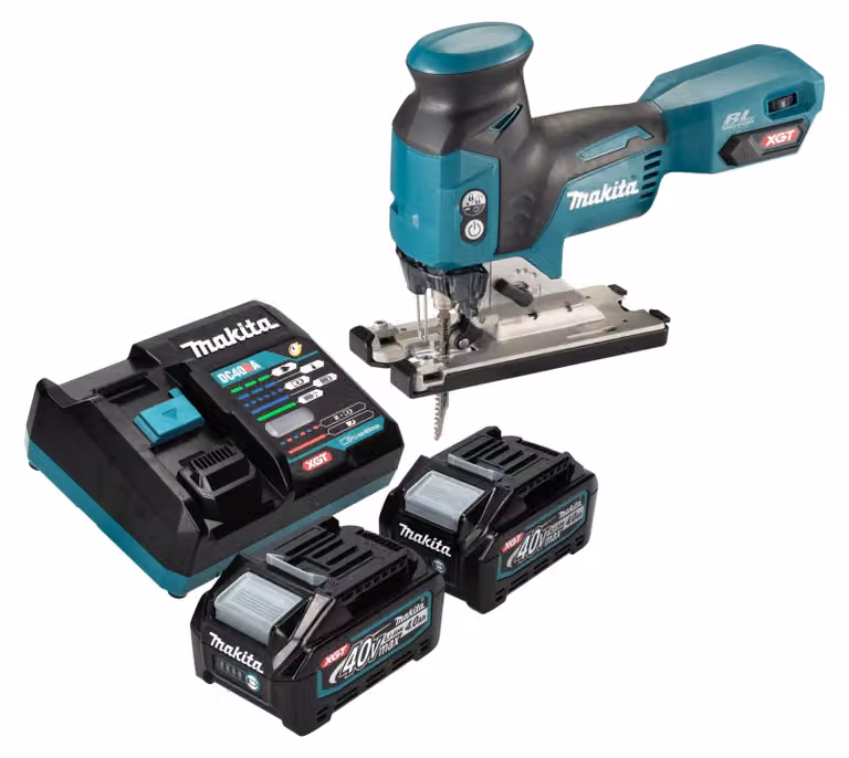 Makita JV 001 GM201 Seghetto alternativo a batteria 40 V max. 135 mm brushless + 2x batteria 4,0 Ah + caricabatterie