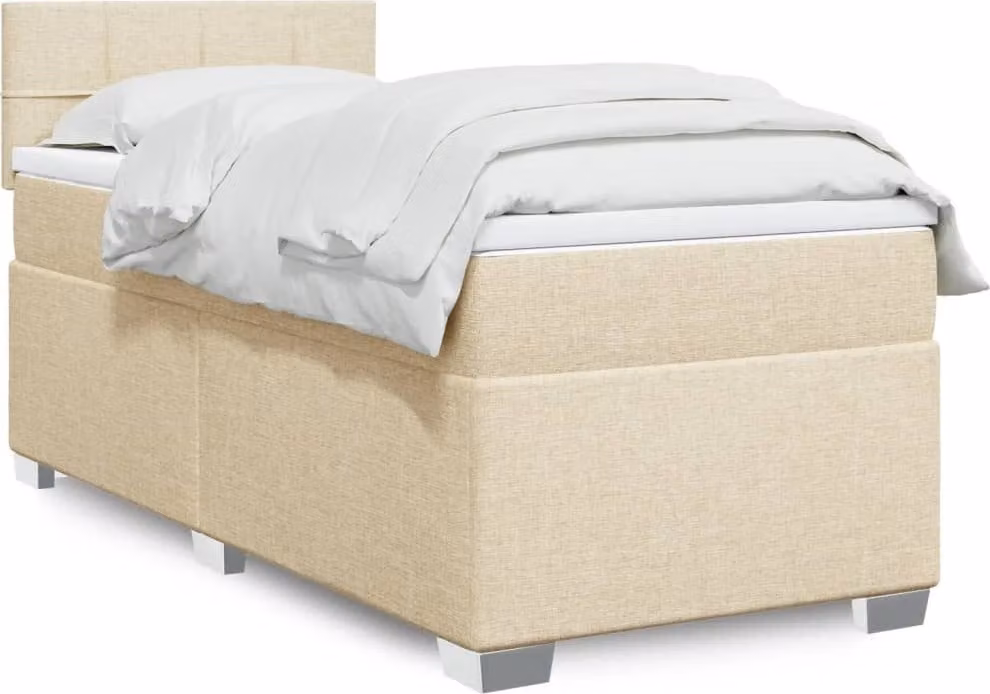 Maison Exclusive - Letto boxspring con materasso Crema 90x200 cm Tessuto