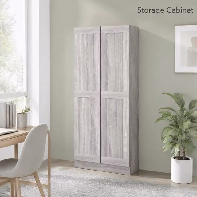 Bathroom Cabinet, Grey Sonoma, 82.5x30.5x185.5 Cm, Wood-based Material