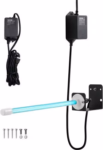 VEVOR Purificatore d'Aria HVAC con Luce UV UVC per Sistemi di Condizionamento, 18 W, Colore Nero, L/P/H: 80 x 56 x 435 mm