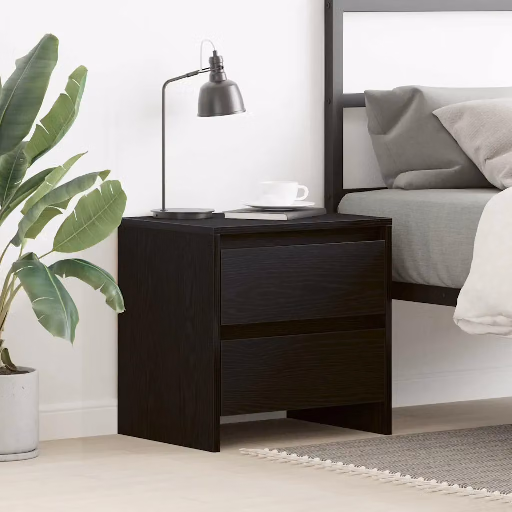 vidaXL Armadio da Notte in MDF Stile Rustico Colore Rovere e Nero L/P/H: 45 x 34 x 44,5 cm
