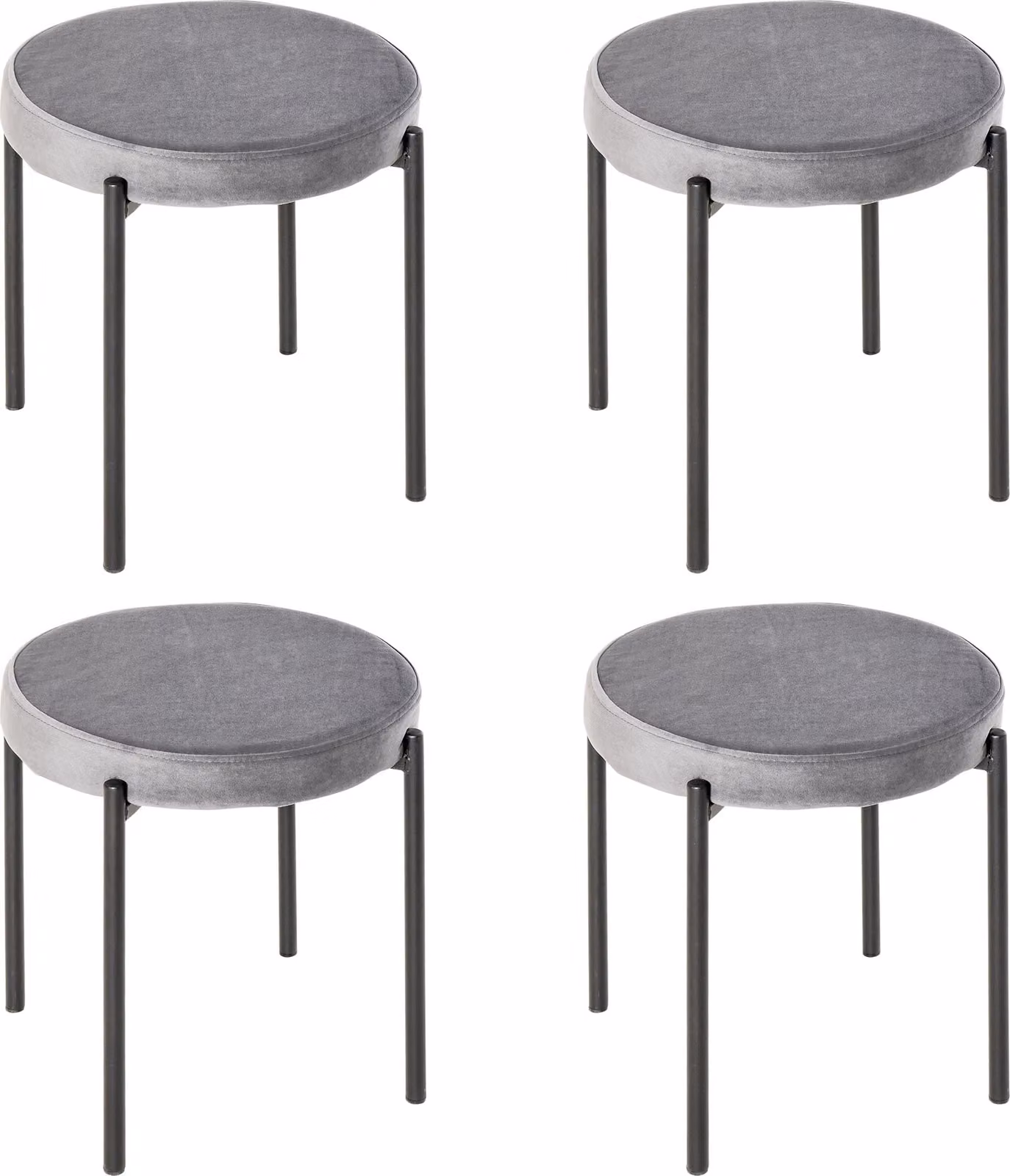 Fortuna Lai Set di 4 sgabelli da sala da pranzo impilabili Sedia da cucina con seduta imbottita in velluto, metallo grigio, ideale per cucina e sala da pranzo 41,5 x 41,5 x 46 cm | .de