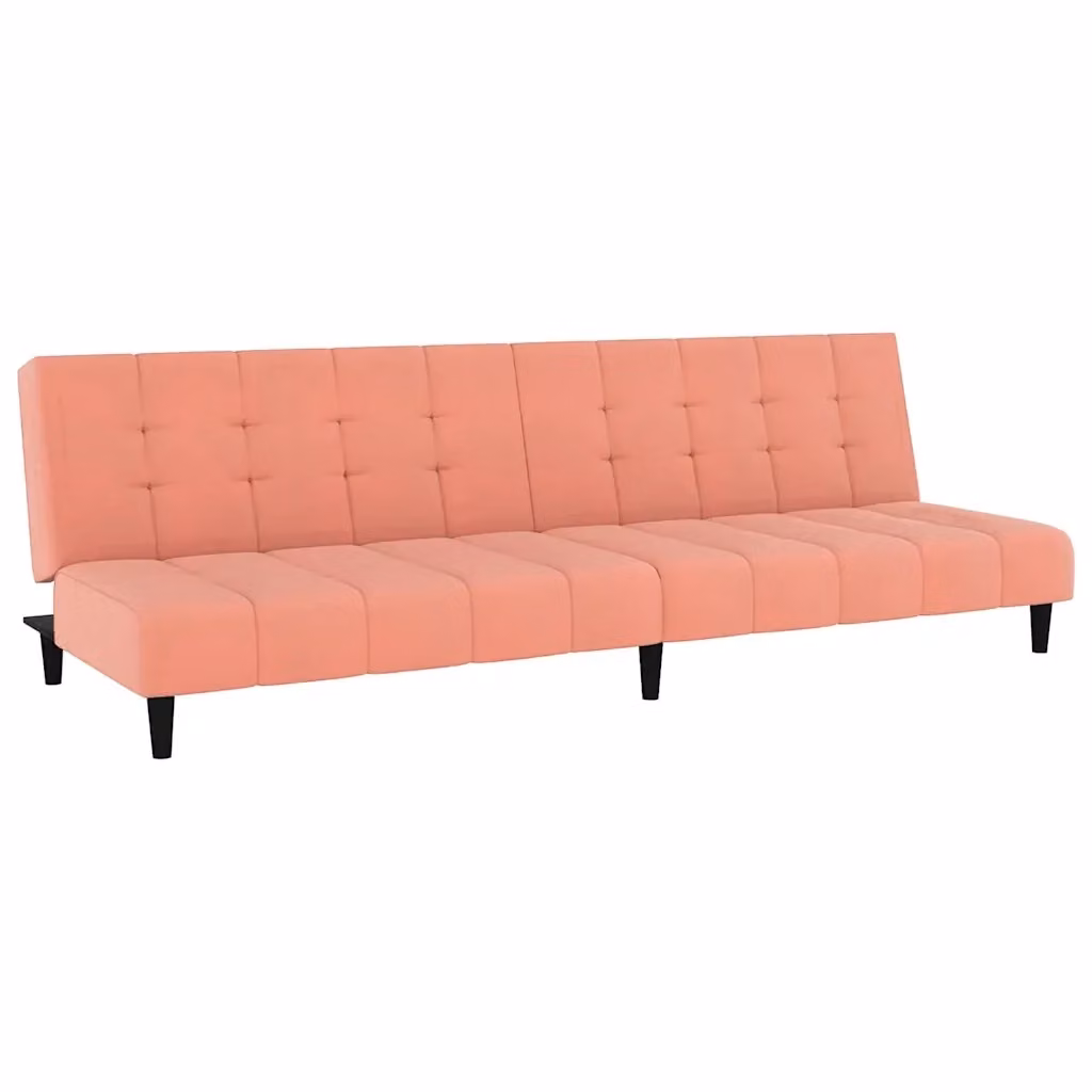Divano Letto Click-Clack vidaXL in Velluto Rosa con Struttura in Legno Solido e Poggiatesta Regolabile per il tuo Soggiorno – 2