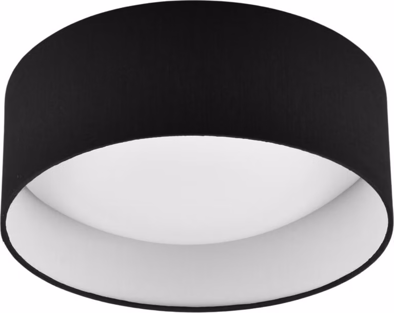 Plafoniera LED rotonda LOCARNO, bianco e nero, 12W, luce calda (3000K), 1160 lumen, tessuto, dimensioni: 11x30x30 cm, grado di protezione IP20, modello RL