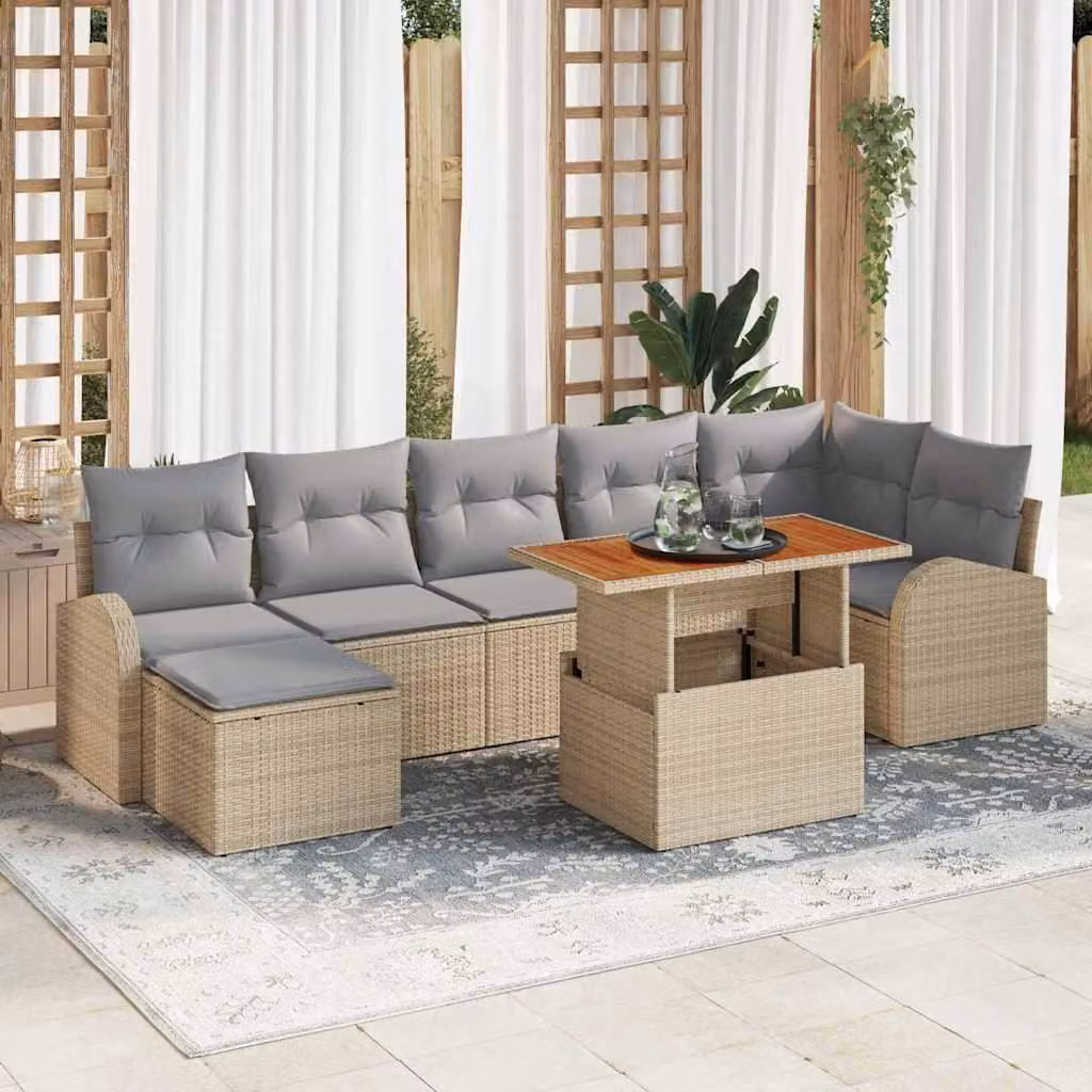 Maison Exclusive - Set da giardino composto da 8 pezzi, color beige e grigio chiaro