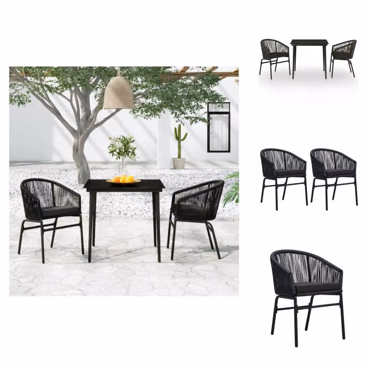 vidaXL Set da pranzo da giardino 3 pezzi nero - Set di mobili da giardino