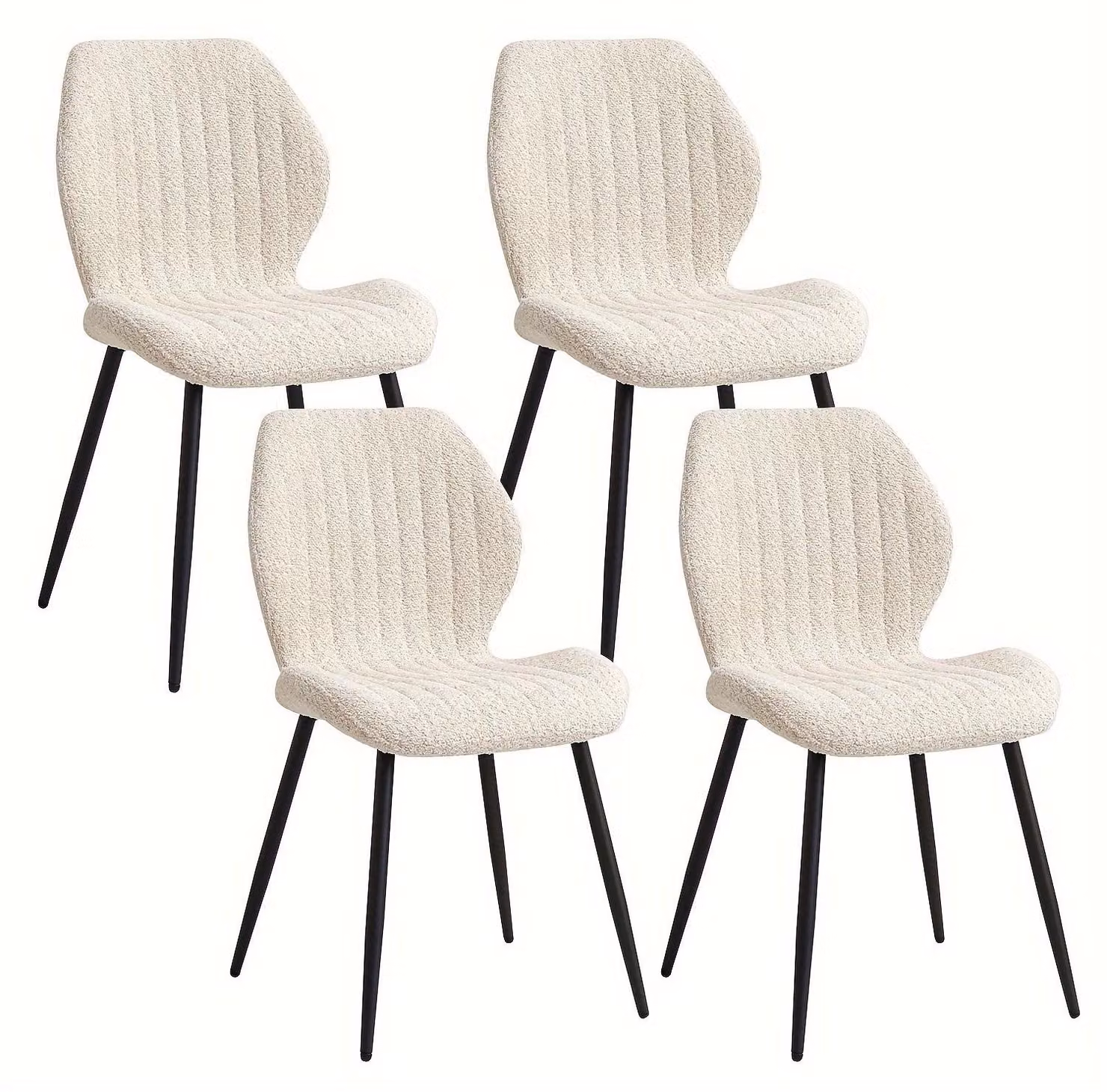 Sedia da pranzo – Sedia a forma di conca – Sedia girevole – Stile Mid-Century Modern – Ergonomica – Rivestimento beige – Set da 4