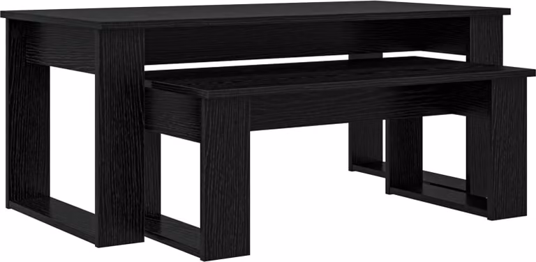 Set di Tavolini da Caffè 2 pcs Rovere Nero Legno multistrato