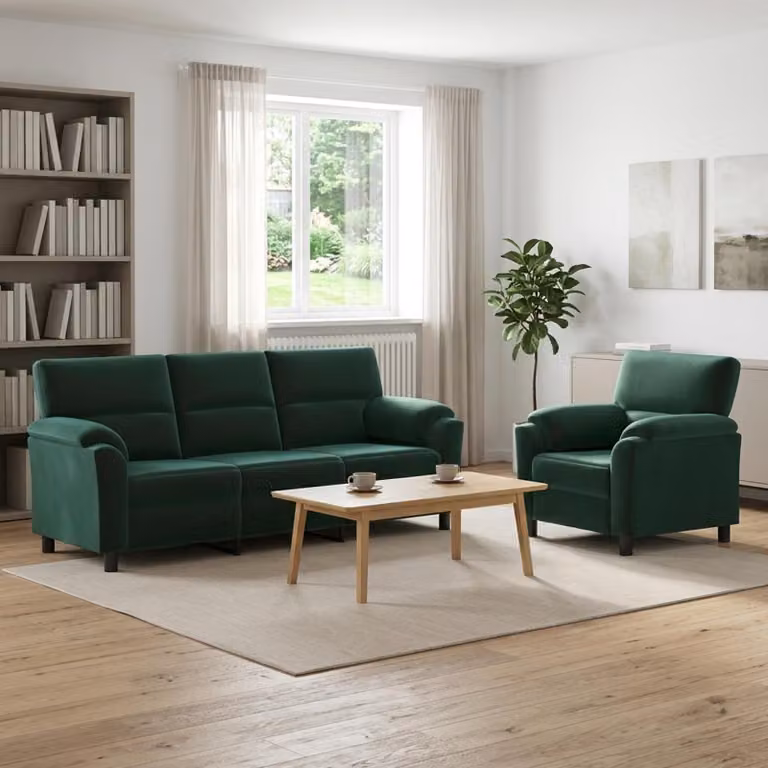 Set di 2 divani moderni vidaXL in velluto verde con struttura in metallo per il tuo soggiorno