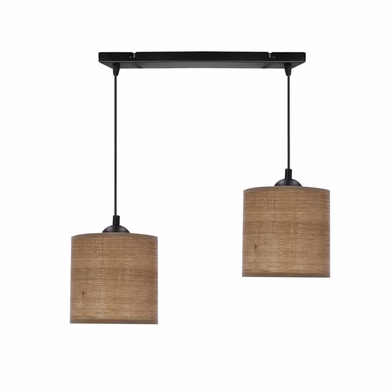 Lampada a sospensione scandinava e tavolo da pranzo LEGNO - 2xE27, 40W, noce / nero