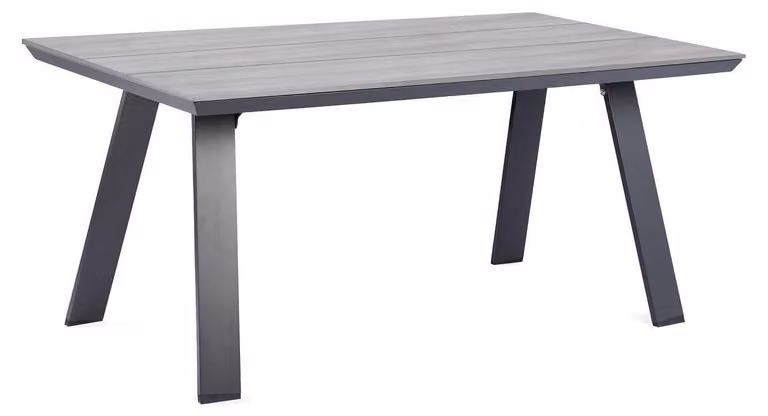 Tavolo da giardino - 170 x 100 cm - Grigio - Struttura in alluminio - Piano in polipropilene