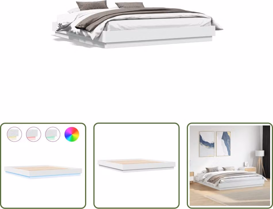 The Living Store Struttura letto con LED bianco 180x200 cm