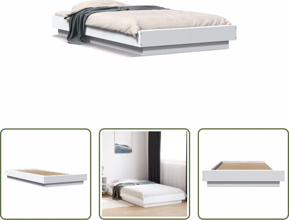 The Living Store Struttura letto bianca 75x190 cm in legno