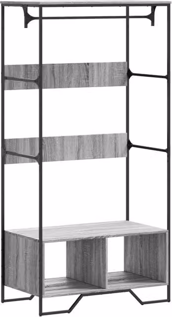 Armadio compatto stoccaggio minimalista 90 x 50 x 180 cm in legno multistrato grigio 02_0049586
