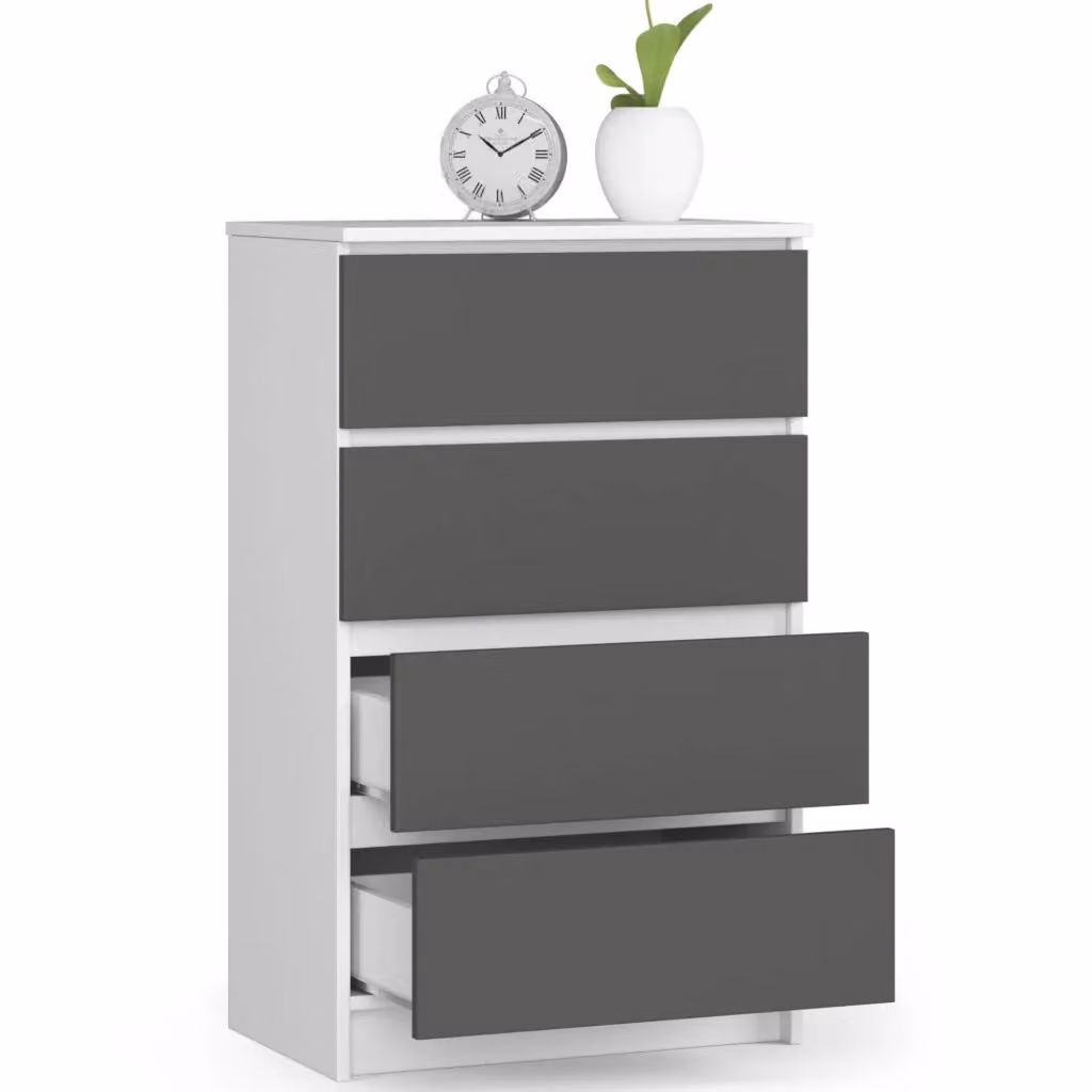 Cassettiera AKORD K60 Bianca con inserti Grigio Grafite L/P/H: 60 x 40 x 99 cm – 2