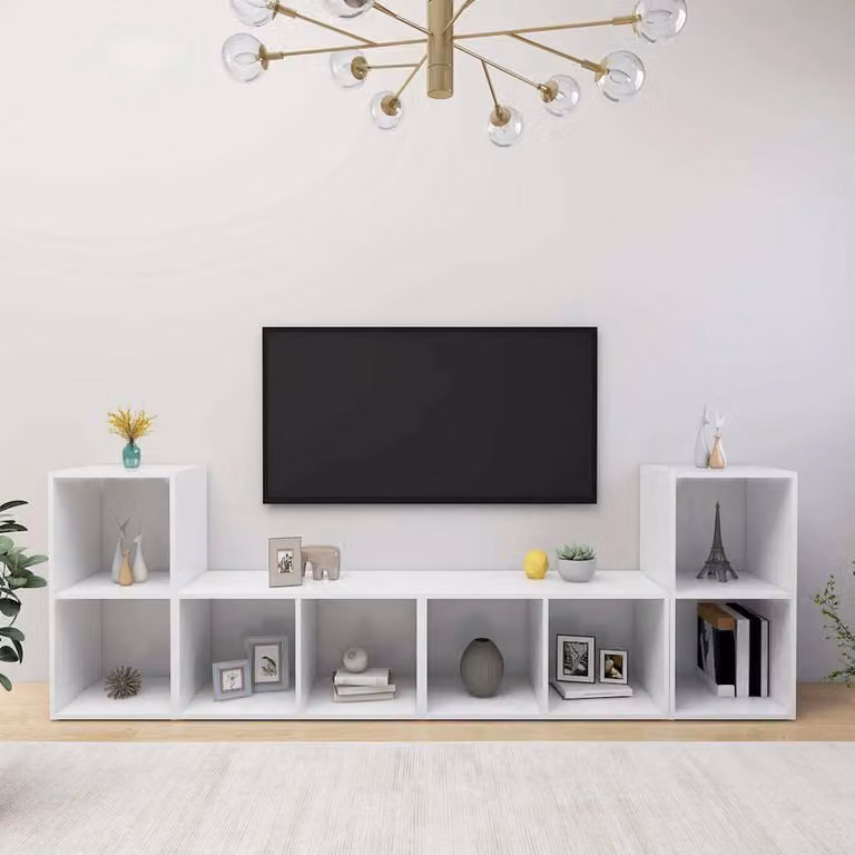 Set di 4 mobili porta TV vidaXL in legno multistrato bianco, L 72 cm x P 35 cm x H 36,5 cm