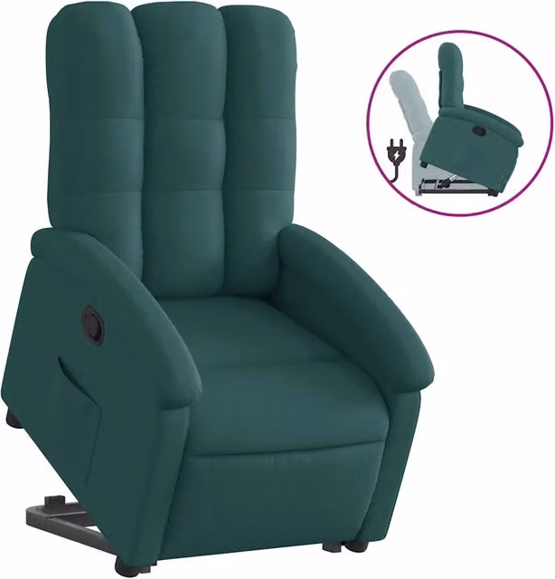 Poltrona | Sedia Relax Alzapersona Reclinabile Verde Scuro in Tessuto