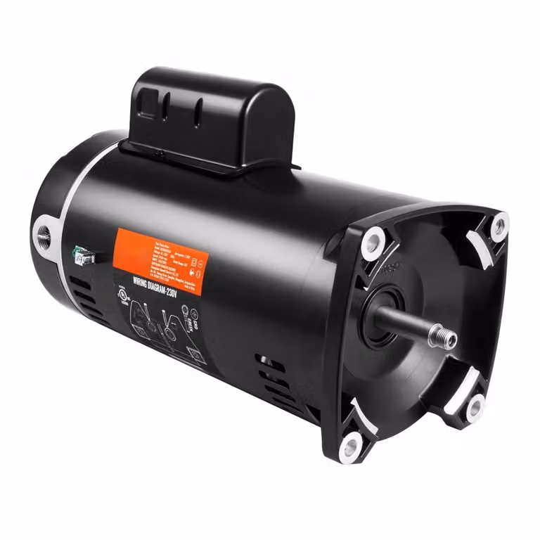 motore per pompa per piscina da 2 hp - telaio 56Y - 230V (7,8 amp) - 3450 giri/min - 60Hz - fattore di servizio 1,3 - condensatore 50μF/250V - rotazione a sinistra - motore di ricambio a flangia quadrata