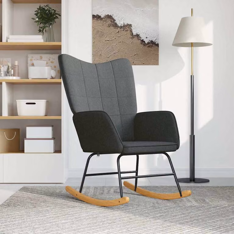 Sedia a dondolo vidaXL moderna in tessuto grigio per adulti