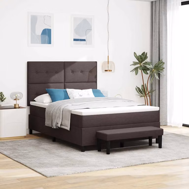 Letto ibrido con materasso e testiera vidaXL in tessuto Marrone, L 140 x P 190 cm