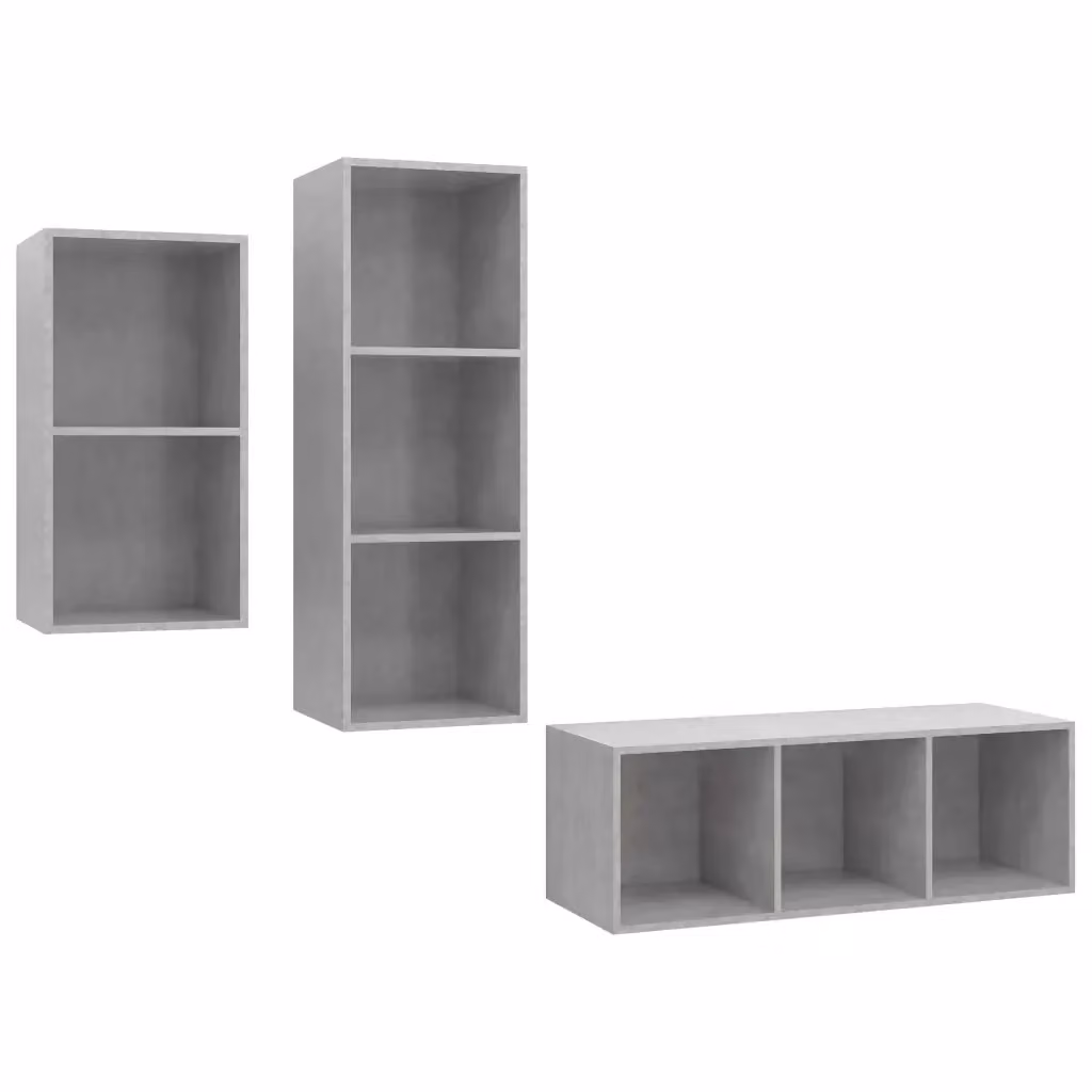Set Mobili TV 3 Pezzi vidaXL in Legno Multistrato Grigio Opaco per Soggiorno – 2
