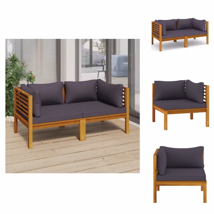 vidaXL Divano da giardino a 2 posti con cuscini in legno massiccio di acacia - Set di mobili da giardino