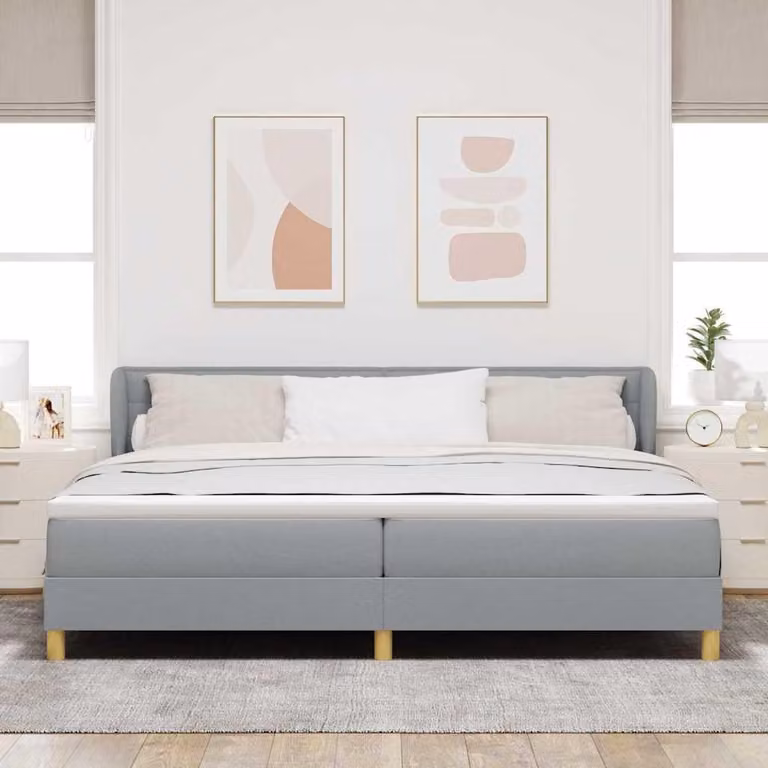 Maison Exclusive - Letto boxspring con materasso Grigio chiaro 200 x 200 cm Tessuto