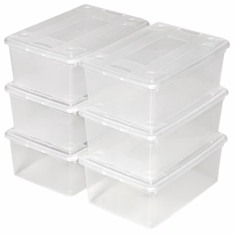 Set di 24 contenitori per scarpe impilabili con coperchio TecTake GmbH, trasparente, L: 33 cm, P: 23 cm, H: 12 cm