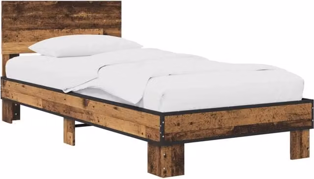 Struttura letto con testata e giroletto in legno color marrone L 80 cm x P 200 cm H 83 cm – 1