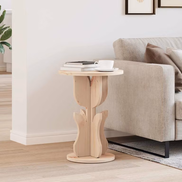 Tavolino da salotto rotondo vidaXL in legno di pino naturale stile rustico L/P/H: 39,5 x 39,5 x 53,5 cm