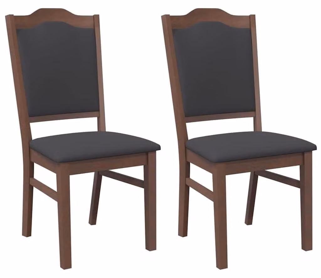 Sedie da pranzo imbottite, 2 pezzi, in legno massello marrone