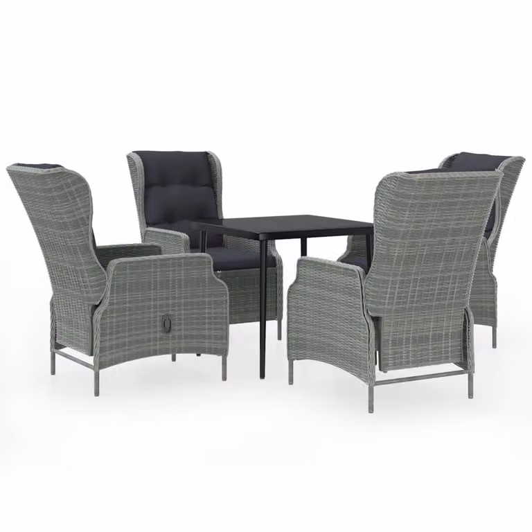 Set Mobili da Pranzo per Giardino 5 pz Grigio Chiaro
