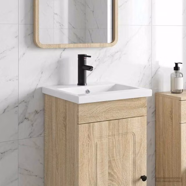 Lavabo con rubinetto e scarico vidaXL Nero Opaco L 42 cm x P 40 cm x H 16,5 cm