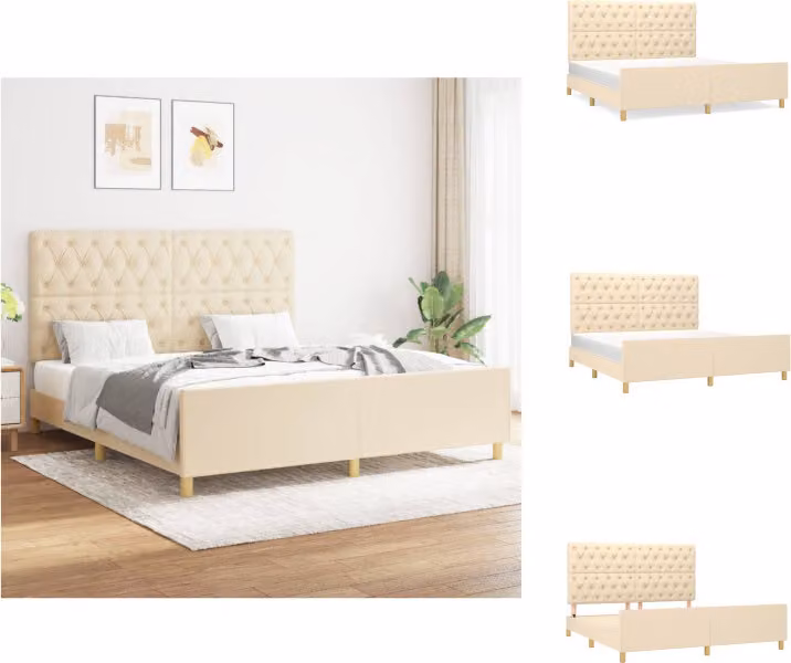 vidaXL Struttura letto con testiera in tessuto crema 160x200 cm - Letti e strutture letto