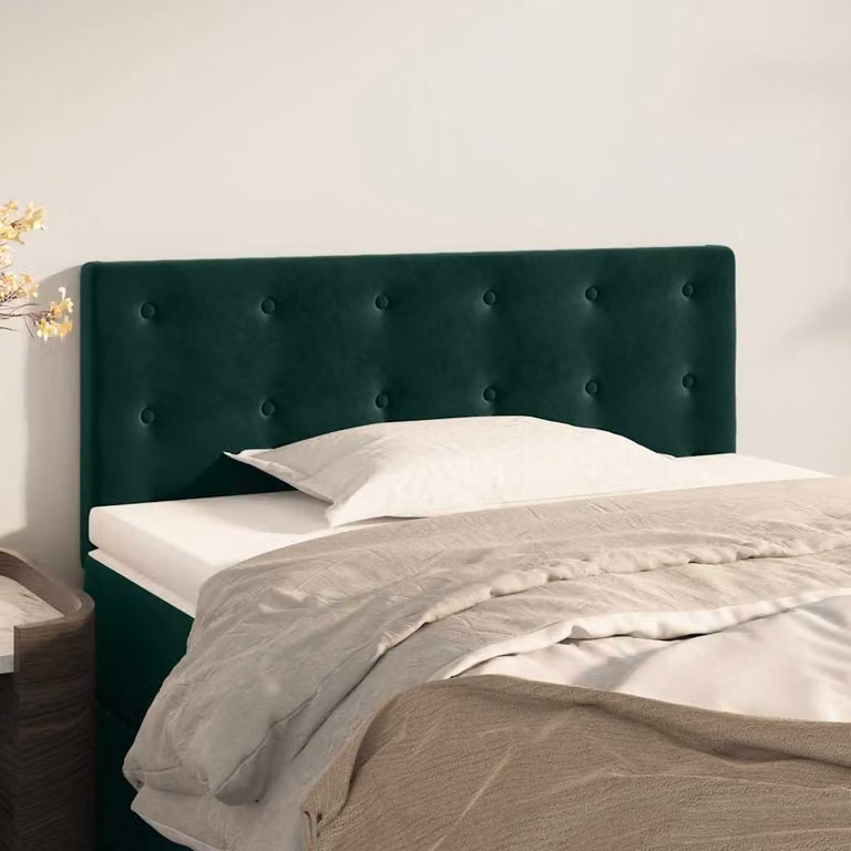 Testiera per letto vidaXL in velluto verde scuro con struttura in legno L: 80 cm, P: 5 cm, H: 78-88 cm